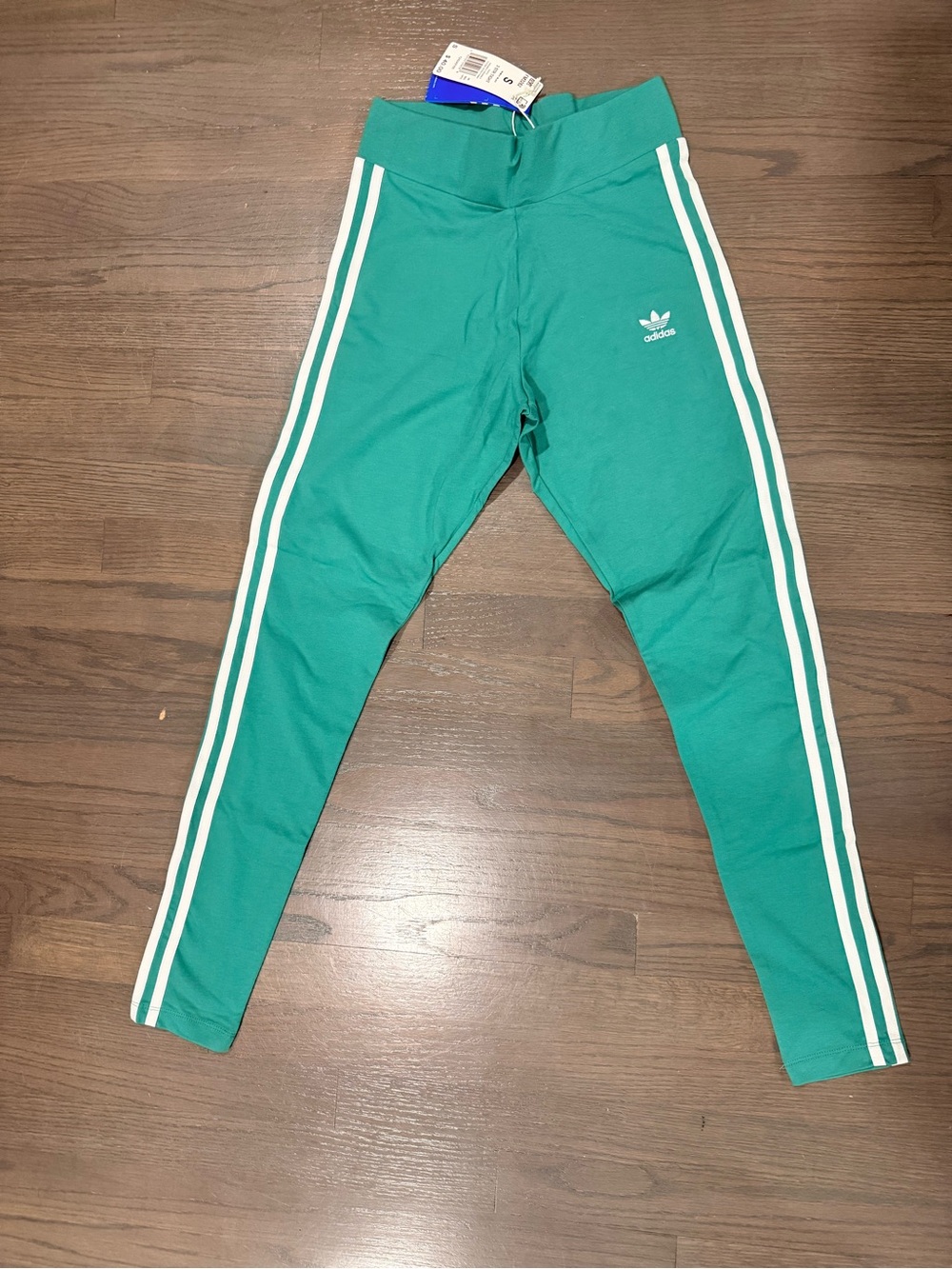 adidas Teal Leggings with White 3-Stripes